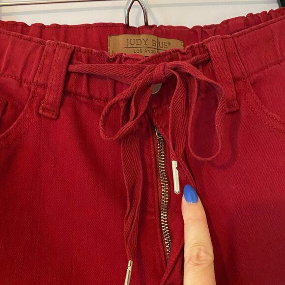 Judy Blue Women size 9 / 29 Garment Dyed Red Stretch Waist Straight Leg Joggers - Picture 5 of 13